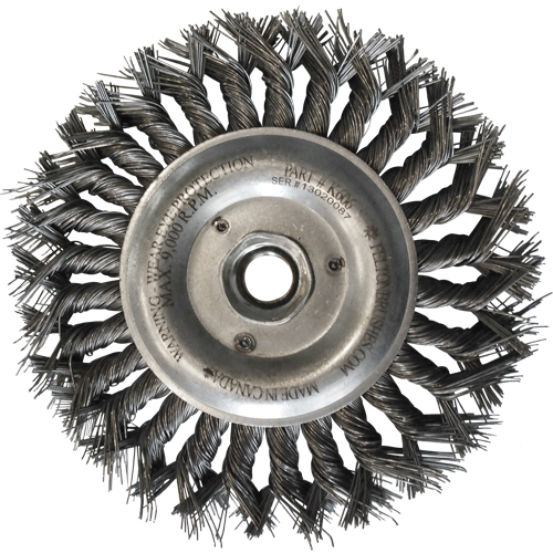 Wire Wheel Brushes, 6" Dia., 0.014" Fill, 5/8"-11 Arbor, Steel Equipment World
