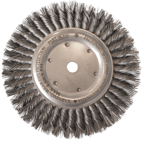 Wire Wheel Brushes, 8" Dia., 0.014" Fill, 5/8"-11 Arbor, Steel Equipment World