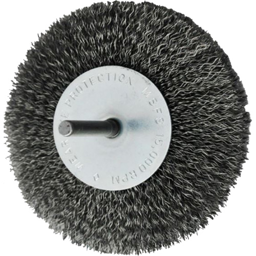 Circular Crimped Wire End Brushes, 4", 0.008" Fill, 1/4" Shank Equipment World