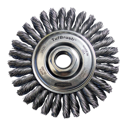 TufBrush Knot Wire Wheel Brush, 4" Dia., 0.02" Fill, 5/8"-11 Arbor, Steel Equipment World