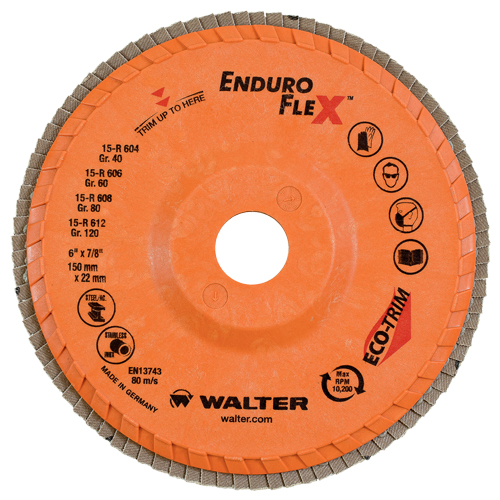 Enduro-Flex Flap Wheels, 6" x 7/8", Type 27, 40 Grit, Zirconium Equipment World