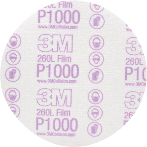 Hookit Finishing Film Disc, 6" Dia., P1000 Grit, Aluminum Oxide, Film Equipment World