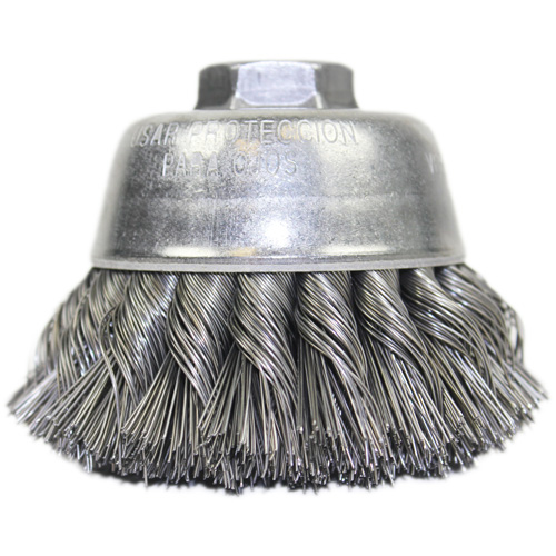 Knot Wire Cup Brush, 3-1/2" Dia. x 5/8"-11 Arbor Equipment World