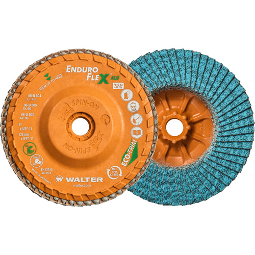 Enduro-Flex Alu Spin-On Flap Disc, 5" x 5/8"-11, Type 27, 40 Grit, Zirconia Alumina Equipment World