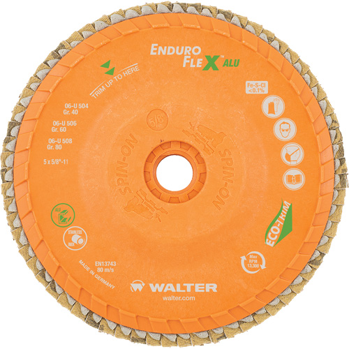 Enduro-Flex Alu Spin-On Flap Disc, 5" x 5/8"-11, Type 27, 80 Grit, Zirconia Alumina Equipment World
