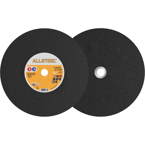 Meule pour scie &agrave; tronçonner AllSteel, 12" x 1/8", Arbre de 25/32", Type 1, Oxyde d'aluminium, 6300 Tr/min Equipment World