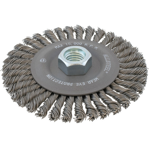 AllSteel Stringer Bead Wire Brush, 6" Dia., 0.02" Fill, 5/8"-11 Arbor, Steel Equipment World