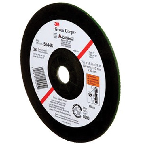 Green Corps Depressed Centre Wheel, 7" x 1/8", 7/8" Arbor, Ceramic, Type 27 Equipment World