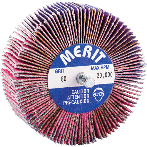 Threaded Mini Flap Wheel, Ceramic Alumina, 80 Grit, 3" x 1" x 1/4"-20 Equipment World