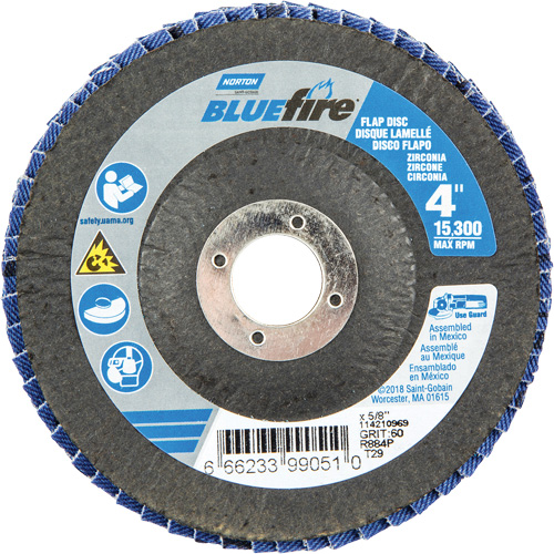 Disque &agrave; lamelles coniques R884P BlueFire, 4" x 5/8", Type 29, Grain P60, Alumine de zirconium Equipment World