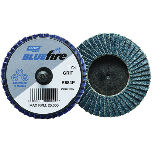 Mini disque &agrave; lamelles plates en plastique BlueFire R884P, 2" x Type 27, Grain P60, Alumine de zirconium Equipment World