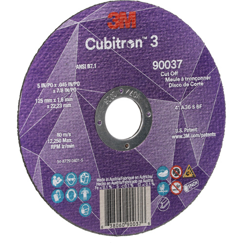 Cubitron 3 Cut-Off Wheel, 5" x 0.045", 7/8" Arbor, Type 1, Ceramic, 12250 RPM Equipment World