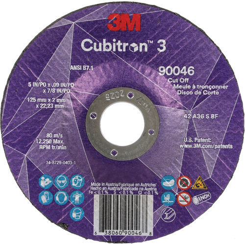 Cubitron 3 Cut-Off Wheel, 5" x 0.09", 7/8" Arbor, Type T27, Ceramic, 12250 RPM Equipment World