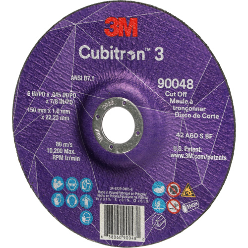 Cubitron 3 Cut-Off Wheel, 6" x 0.045", 7/8" Arbor, Type T27, Ceramic, 10200 RPM Equipment World
