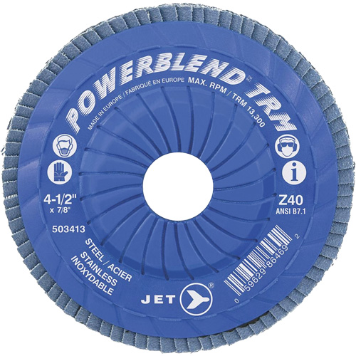 Powerblend TRM Trimmable Flap Disc, 4-1/2" x 7/8", Type 29, Z40 Grit, Zirconium Equipment World