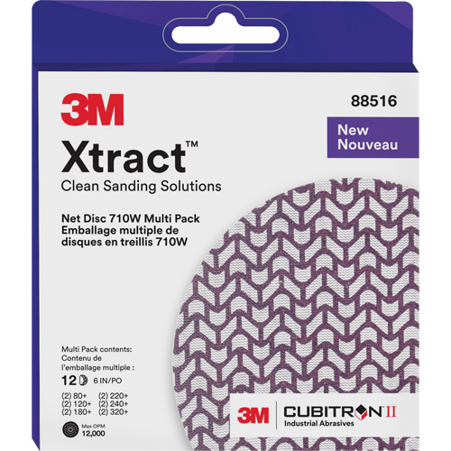 Xtract Cubitron II Net Disc 710W Multi Pack, 6" Dia., 80+/120+/240+/220+/320+/180+ Grit, Ceramic Equipment World