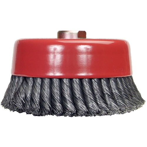 Knotted Wire Cup Brush, 6" Dia. x 5/8"-11 Arbor Equipment World