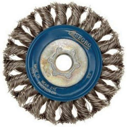 Full Cable Twist Wire Wheel, 5" Dia., 0.02" Fill, 5/8"-11 Arbor, Stainless Steel Equipment World