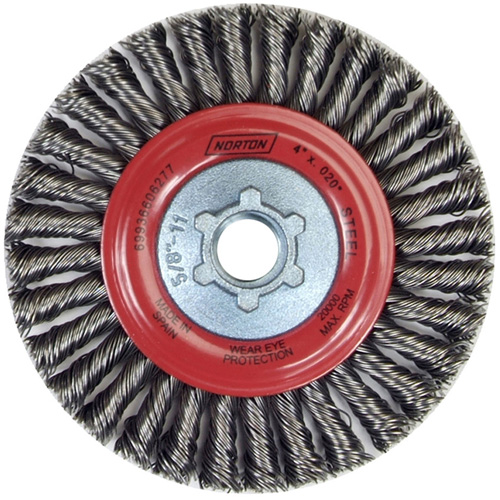 Stringer Bead Knot Wire Brush For Angle Grinders, 4" Dia., 0.02" Fill, 5/8"-11 Arbor, Steel Equipment World