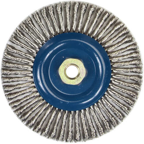 Stringer Bead Knot Wire Brush For Angle Grinders, 6" Dia., 0.02" Fill, 5/8"-11 Arbor, Stainless Steel Equipment World