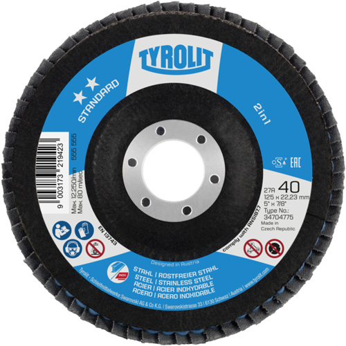 2-in-1 Flap Disc, 4-1/2" x 22.5 mm, Type 27A, 60 Grit, Ceramic Alumina Equipment World