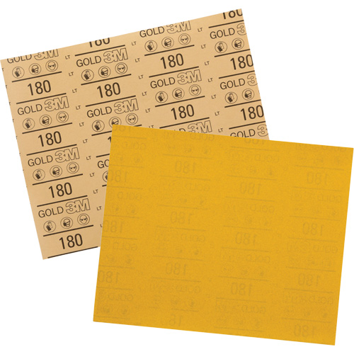 Feuille abrasive dor&eacute;e 12545, 9" x 11", Grain 180, Oxyde d'aluminium Equipment World