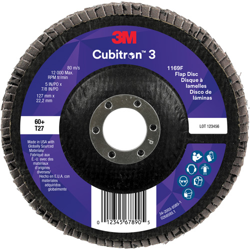 Cubitron 3 Flat Flap Disc 1169F, 5" x 7/8", Type T27, 60+ Grit, Ceramic Equipment World