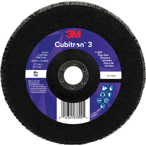Cubitron 3 Conical  Flap Disc 1169F, 7" x 7/8", Type T29, 40+ Grit, Ceramic Equipment World