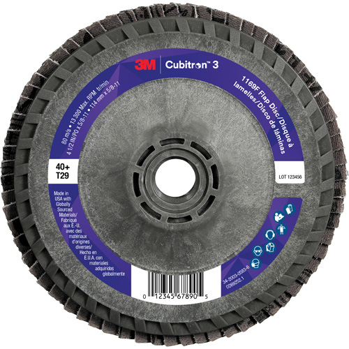 Cubitron 3 Conical  Flap Disc with Quick Change 1169F, 4-1/2" x 5/8"-11, Type T29, 40+ Grit, Ceramic Equipment World