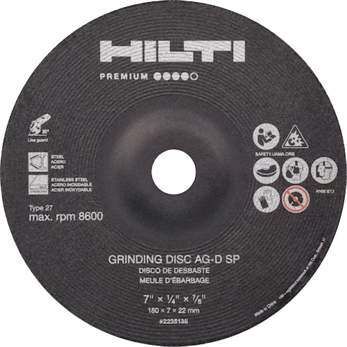 AG-D SP Premium Grinding Wheels, 5" x 1/4", 7/8" Arbor, Zirconium, Type 27 Equipment World
