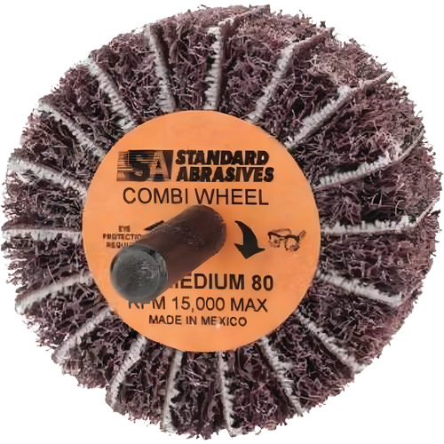 Standard Abrasives Buff and Blend Combi-Wheel 898001, 2" Dia. x 1" W, 1/4" Arbor, Aluminum Oxide Equipment World
