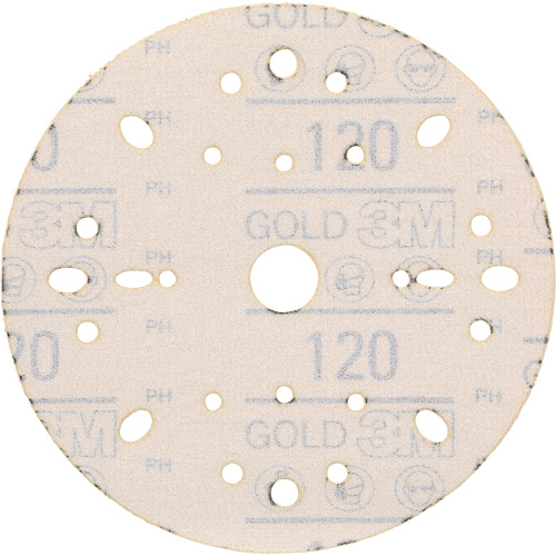 Hookit Gold Abrasive Disc, 6" Dia., 120 Grit, Aluminum Oxide, C-Weight Equipment World
