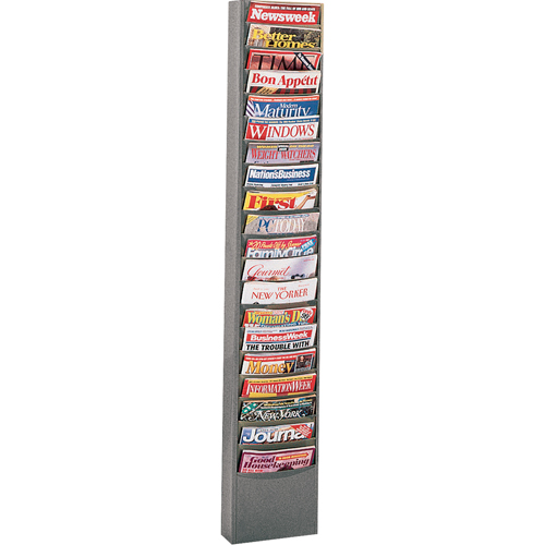 Literature Storage Racks, Stationary, 20 Slots, Steel, 13-1/8" W x 4-1/8" D x 58-1/2" H Equipment World