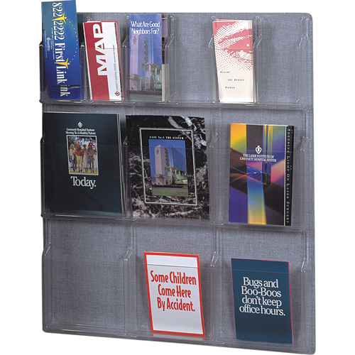 Literature Displays, Wall Mount, 6 Slots, Plastic, 30" W x 34-3/4" D x 34-3/4" H Equipment World