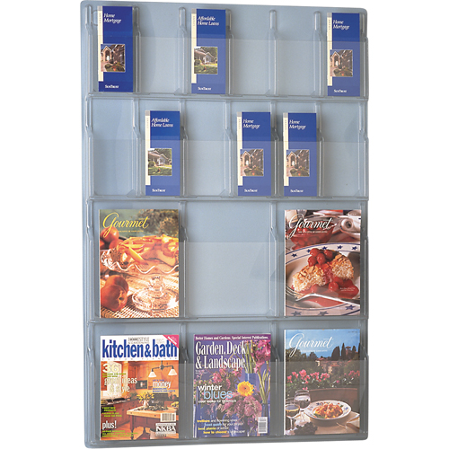 Literature Displays, Wall Mount, 6 Slots, Plastic, 30" W x 45" D x 45" H Equipment World