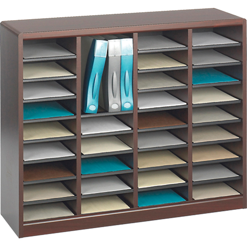 E-Z Stor&reg; Literature Organizer, Stationary, 36 Slots, Wood, 40" W x 3/4" D x 32-1/2" H Equipment World