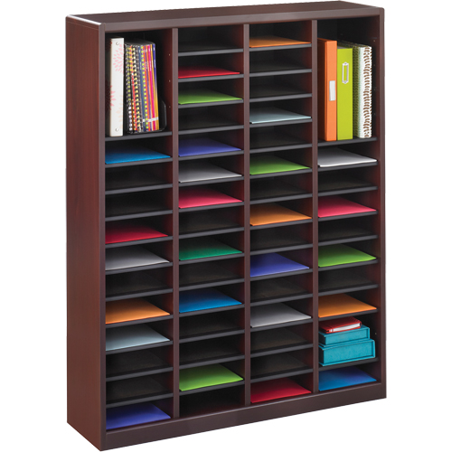 E-Z Stor&reg; Literature Organizer, Stationary, 60 Slots, Wood, 40" W x 3/4" D x 52-1/4" H Equipment World