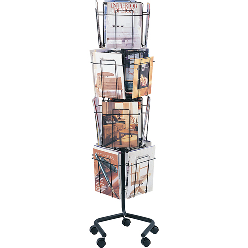 Literature Display Racks - Rotary Floor Displays, Rotating, 16 Slots, Wire Mesh, 15" W x 15" D x 60" H Equipment World