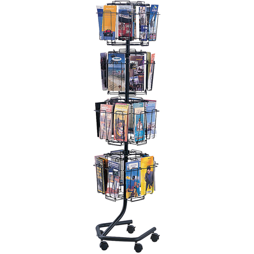 Literature Display Racks - Rotary Floor Displays, Rotating, 32 Slots, Wire Mesh, 15" W x 15" D x 60" H Equipment World