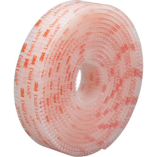 Dual Lock Reclosable Fastener, Self-Mating, 50 yds x 1/2", Adhesive, Clear Equipment World