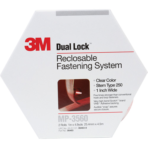 Attache refermable Dual Lock, Auto-appariement, 5 vg x 1", Adh&eacute;sif, Transparent Equipment World