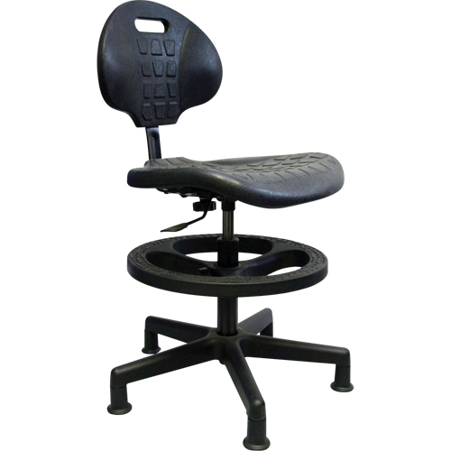 Tabouret robuste, Stationnaire, Ajustable, 23" - 33", Polyur&eacute;thane Si&egrave;ge, Noir Equipment World