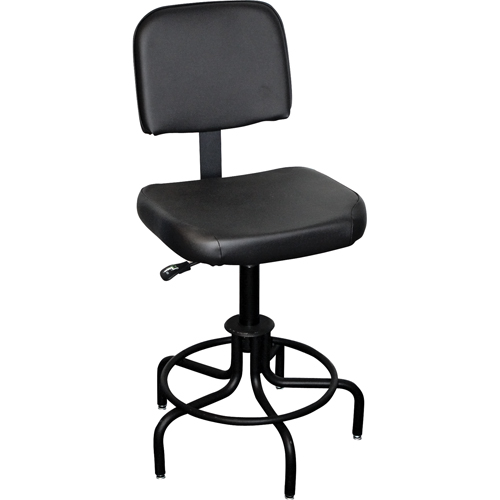 6000 Series Stool with Back, Stationary, Adjustable, 26" - 31", Vinyl Seat, Black Equipment World
