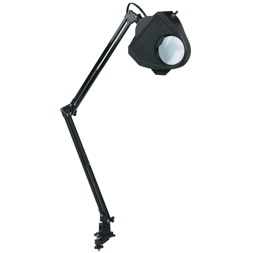 Magnifying Task Light, 60 W, Fluorescent/Incandescent/LED, Clamp, 40" Neck, Black Equipment World