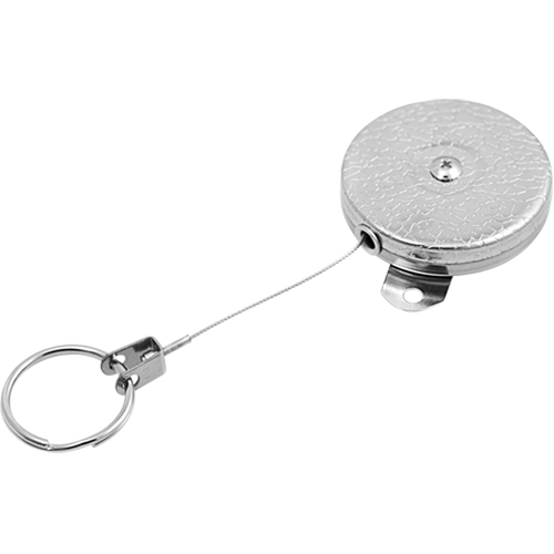 Self Retracting Key Chains, Chrome, 48" Cable, Mounting Bracket Attachment Equipment World