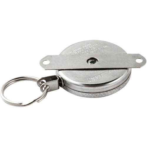 Self Retracting Key Chains, Chrome, 48" Cable, Mounting Bracket Attachment Equipment World