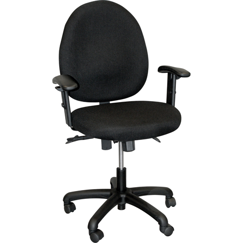 900 Series Mid-Back Ergonomic Steno Chair, Drafting, Adjustable, 22", Fabric Seat, Black Equipment World