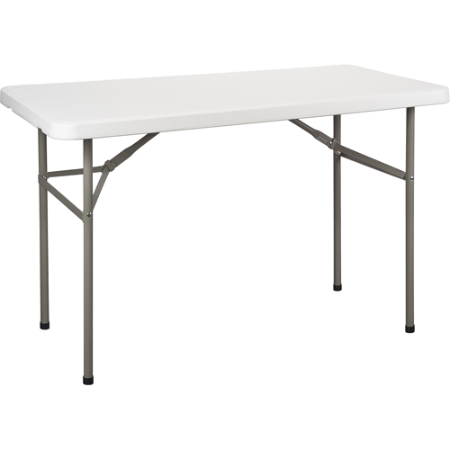 Folding Table, Rectangular, 48" L x 24" W, Polyethylene, White Equipment World