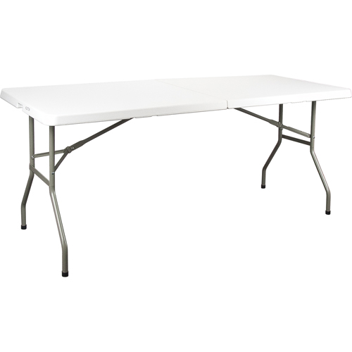 Fold-in-Half Table, Rectangular, 72" L x 30" W, Polyethylene, White Equipment World