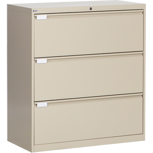 Lateral Filing Cabinet, Steel, 3 Drawers, 36" W x 18" D x 40-1/16" H, Beige Equipment World